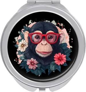 Funny Monkey Compact Makeup Mirror Mini Foldable Cosmetic Mirror Portable Travel Mirror for Purse Pocket