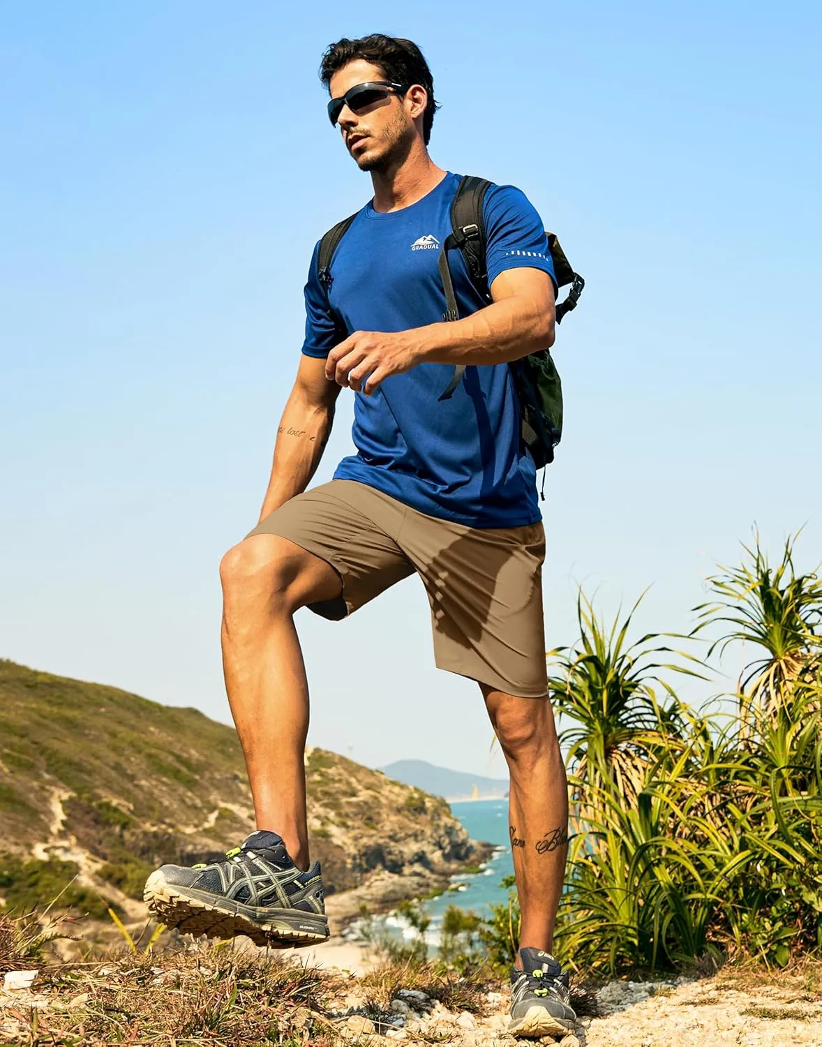 G Gradual Men's Hiking Shorts 7"/9" Lightweight Athletic Shorts for Men Quick Dry Stretch Casual Shorts with 3 Zipper Pockets