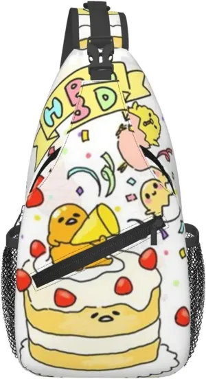 G-udetama Crossbody Chest Bag, Crossbody Convertible Shoulder Bag With Front Pocket, Single Shoulder Chest Bag Black