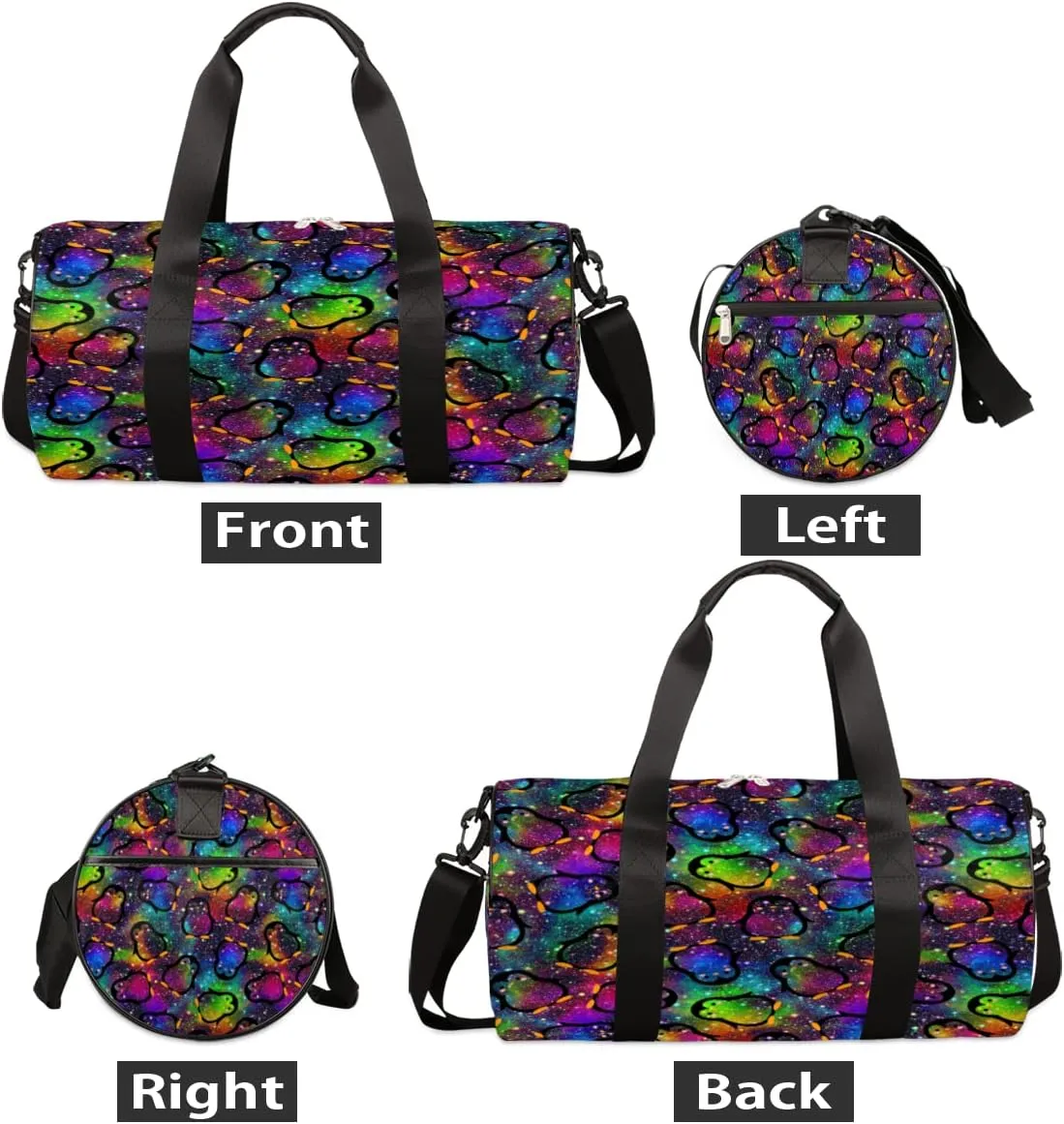 Galaxy Penguin Adorable Gym Bag Small Gym Duffel Bags for Men Women Overnight Weekender Bag Lightweight Sport Duffle Bag Carry On Gymbag