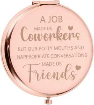 GAOLZIUY Coworker Gifts for Women, Funny Gifts for Coworkers, Rose Gold Compact Mirror for Work Bestie, Farewell Going Away Gifts for Women Coworkers Colleague Friends