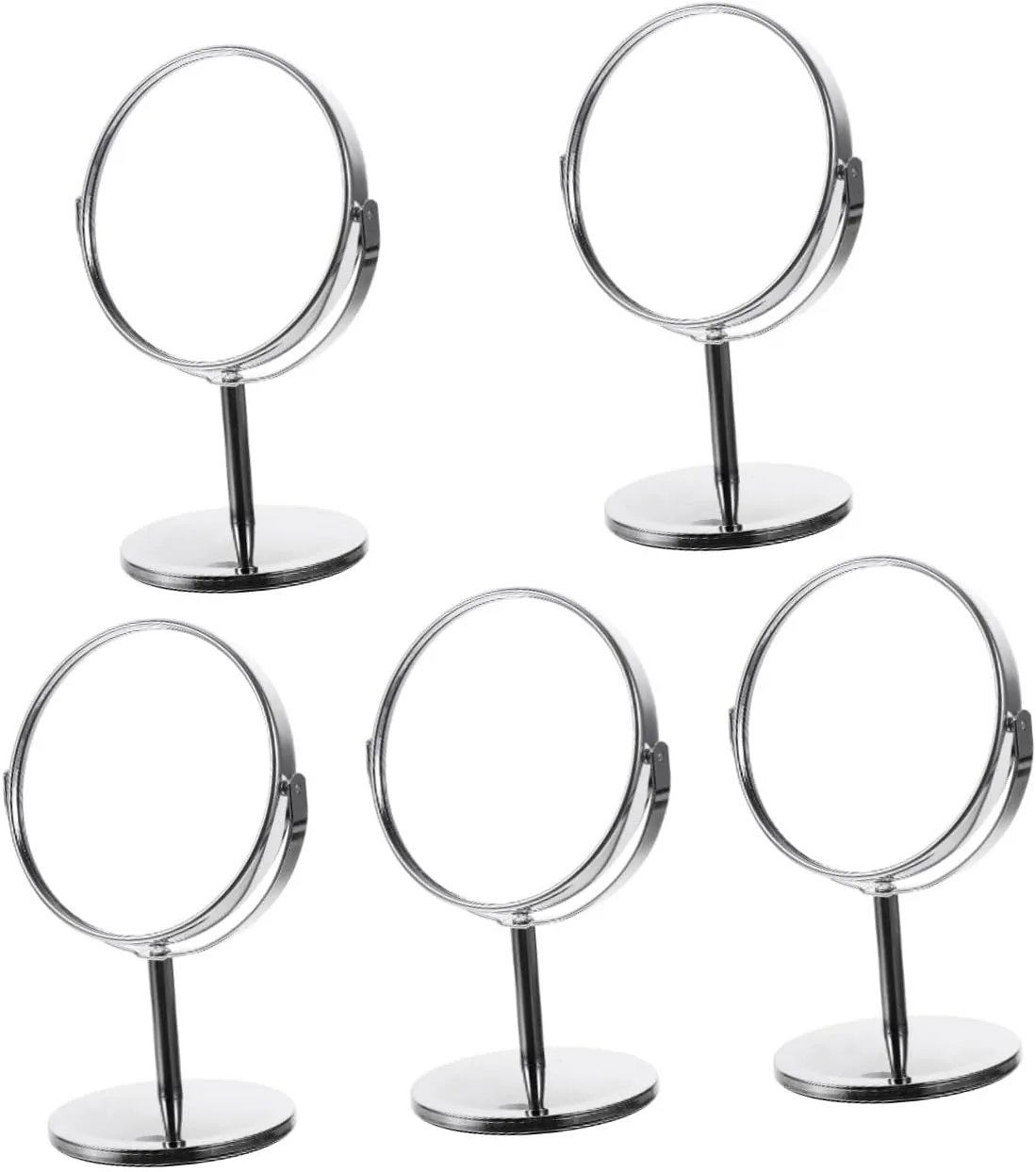 Gatuida 5pcs Double-Sided Round Desk Mirror Makeup Shaving Mirror 360° Rotation Tabletop Vanity