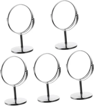 Gatuida 5pcs Double-Sided Round Desk Mirror Makeup Shaving Mirror 360° Rotation Tabletop Vanity