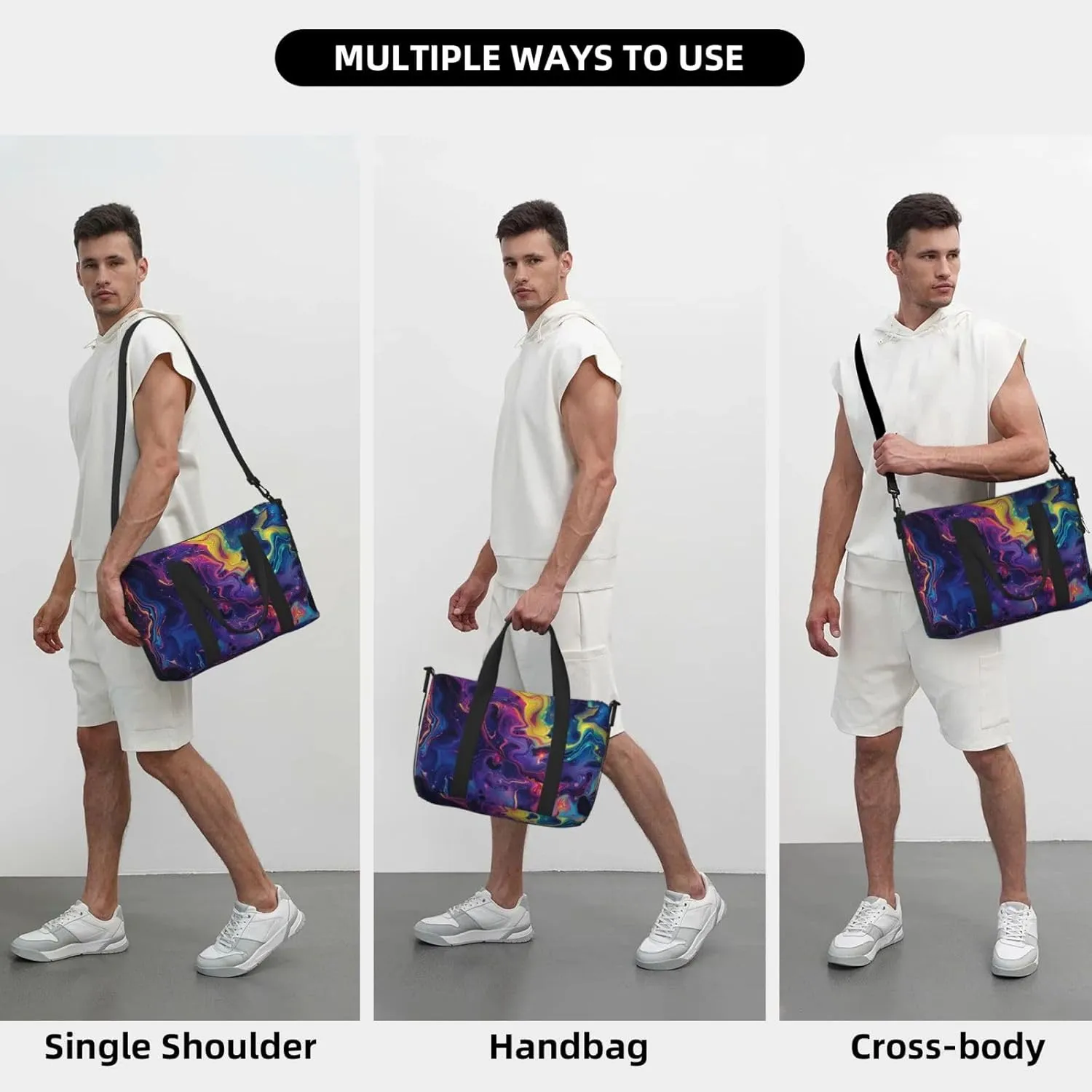 Generate abstract digital art print Travel Duffel Bag, Sports Tote Gym Bag, Swim Pool Bag Large Shoulder Tote Bag for Beach Weekender, 202-406-121