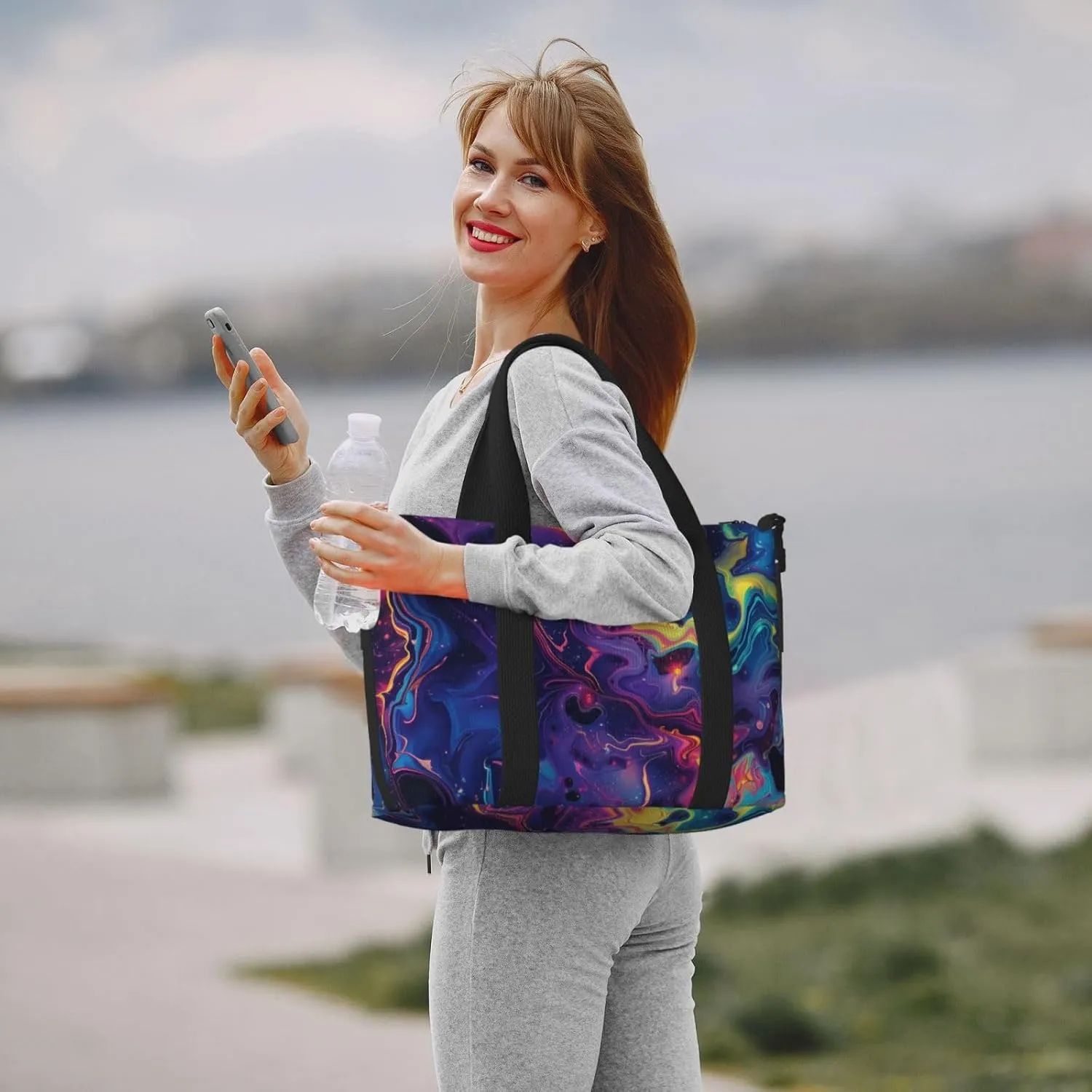 Generate abstract digital art print Travel Duffel Bag, Sports Tote Gym Bag, Swim Pool Bag Large Shoulder Tote Bag for Beach Weekender, 202-406-121