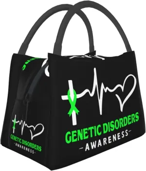 Genetic Disorders Awareness Lunch Box Large Portable Collapsible Insulated Cooler Lunch Tote for Men Women96, Black