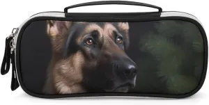 German Shepherd Leather Makeup Bag Portable Small Cosmetic Organizer Waterproof Toiletry Bags Brushes Pencils And Travel Make Up Accessories