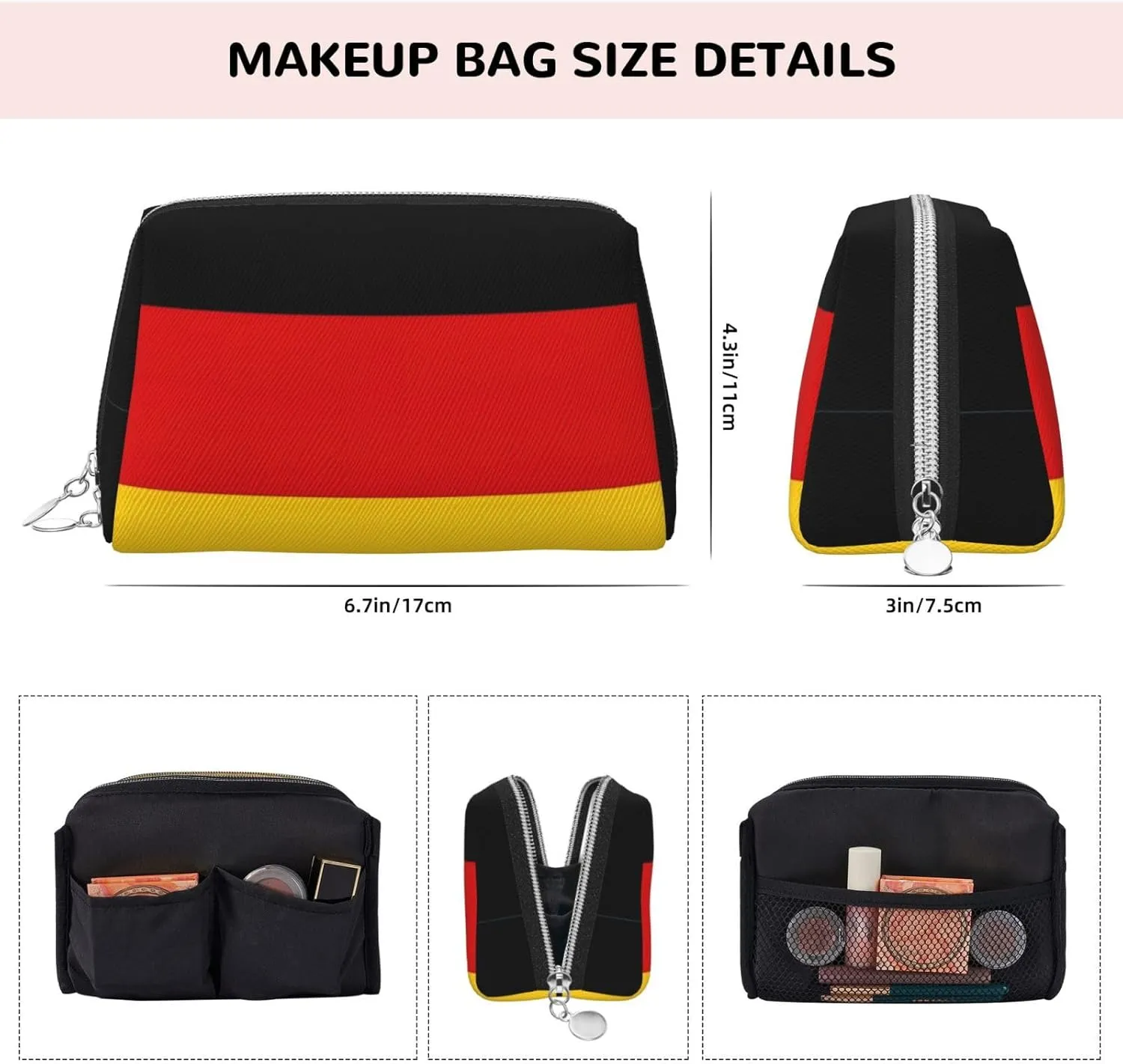 Germany Flag Travel-Ready Toiletry Bag, Compact Makeup Organizer For Women