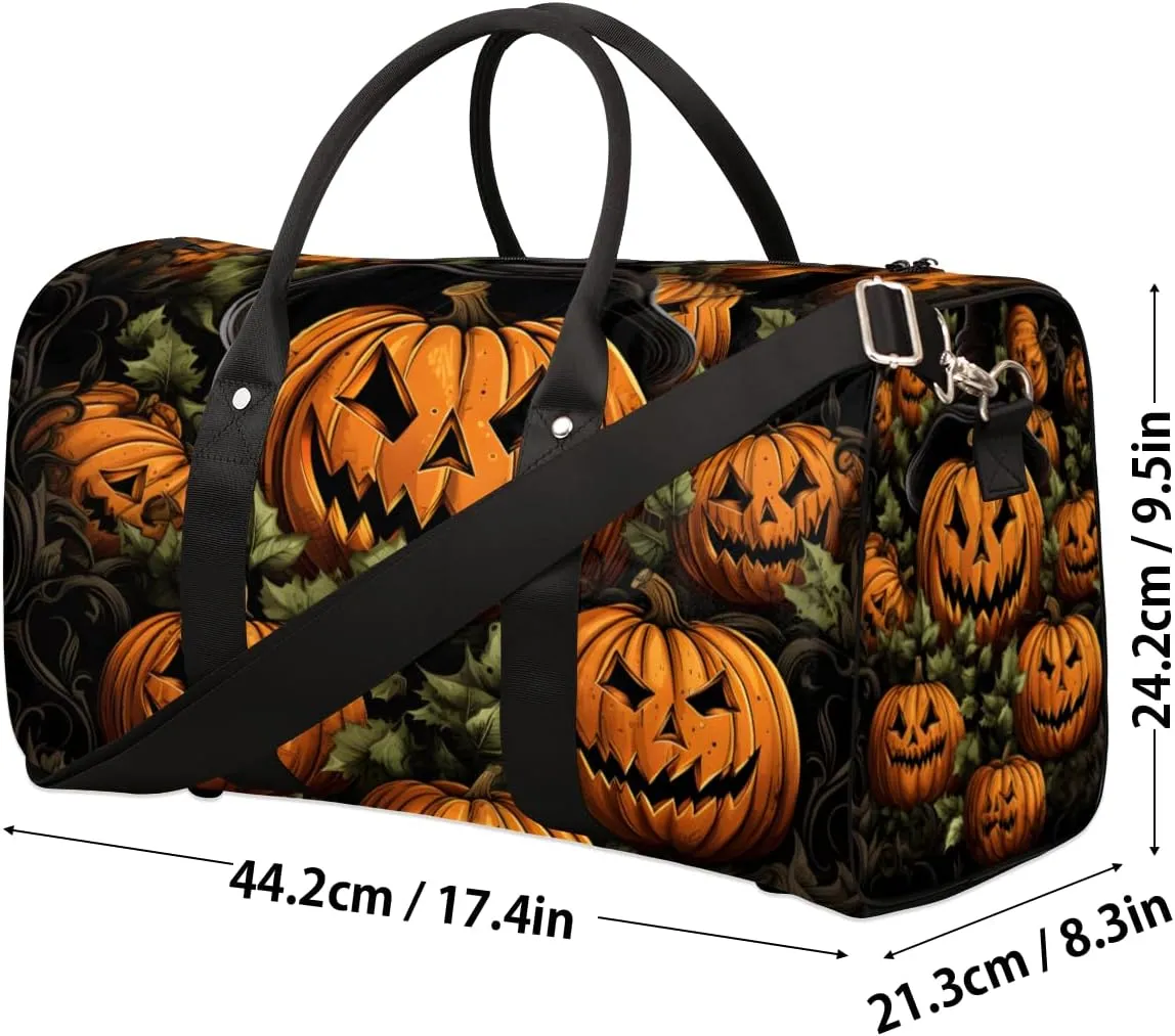 Ghost Pumpkin Travel Duffle Bag for Women Men Gym Duffel Foldable Bag Waterproof Weekender Halloween Duffle Tote