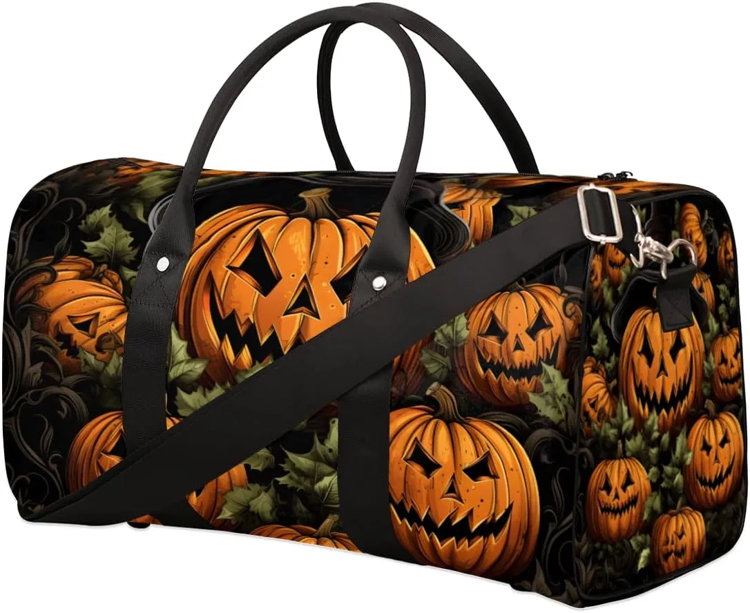 Ghost Pumpkin Travel Duffle Bag for Women Men Gym Duffel Foldable Bag Waterproof Weekender Halloween Duffle Tote