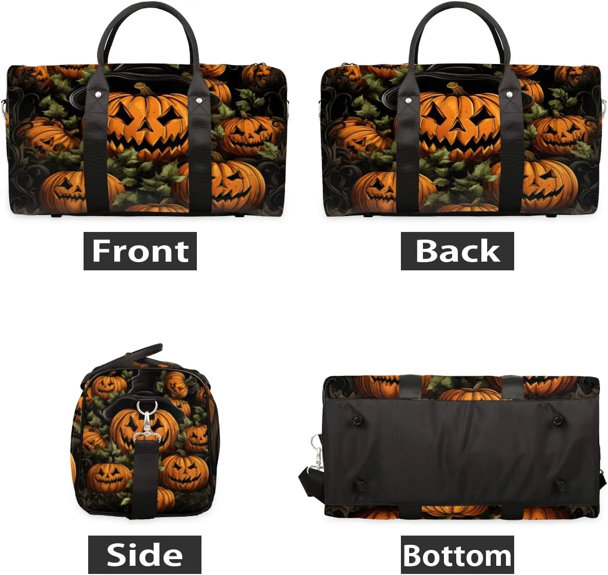Ghost Pumpkin Travel Duffle Bag for Women Men Gym Duffel Foldable Bag Waterproof Weekender Halloween Duffle Tote