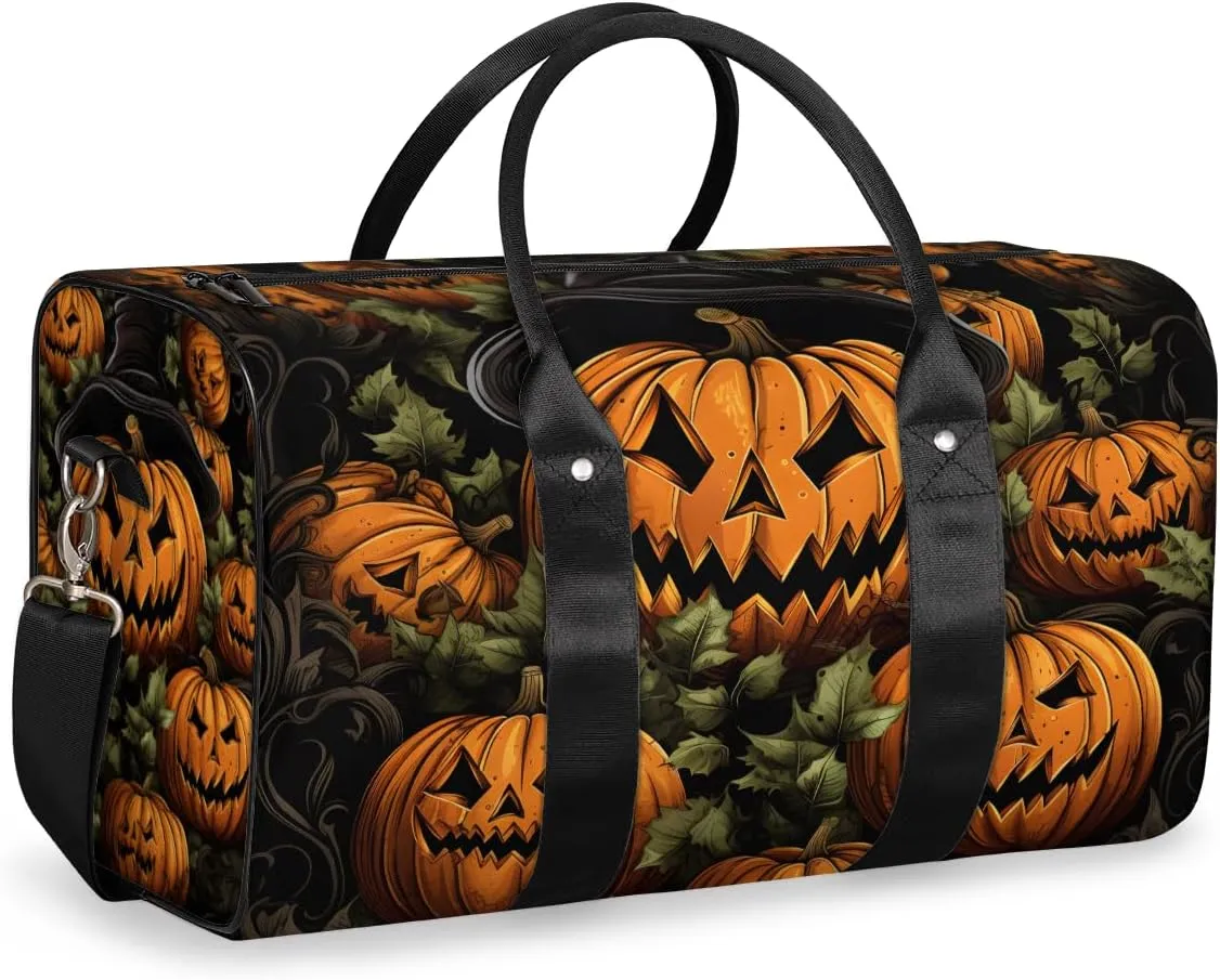 Ghost Pumpkin Travel Duffle Bag for Women Men Gym Duffel Foldable Bag Waterproof Weekender Halloween Duffle Tote