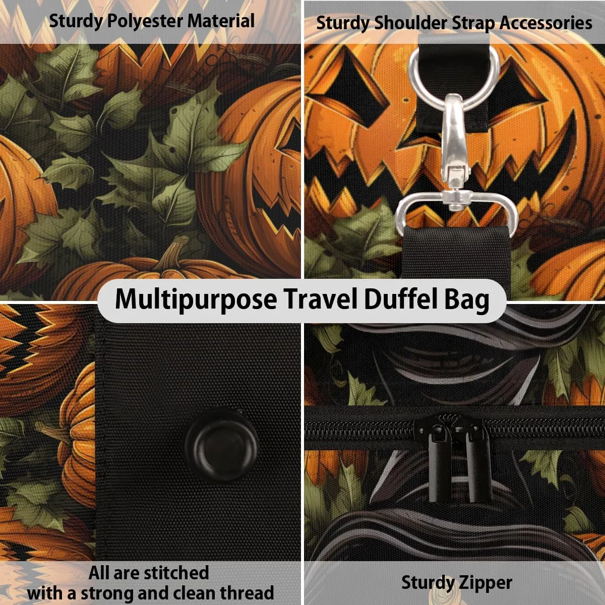 Ghost Pumpkin Travel Duffle Bag for Women Men Gym Duffel Foldable Bag Waterproof Weekender Halloween Duffle Tote