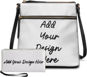 GIFTPUZZ Crossbody and Wallet Set for Women Purse Shoulder Bag Leather Handbags 2 Pack Valentine's Day Gifts for Her
