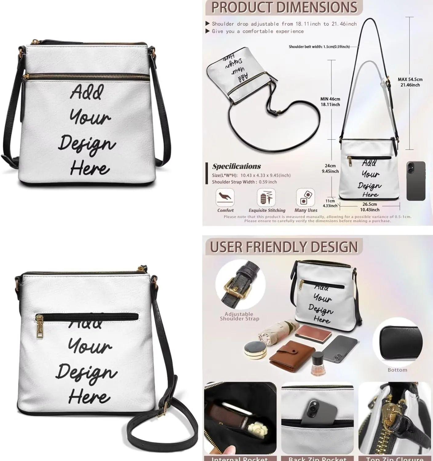 GIFTPUZZ Crossbody and Wallet Set for Women Purse Shoulder Bag Leather Handbags 2 Pack Valentine's Day Gifts for Her