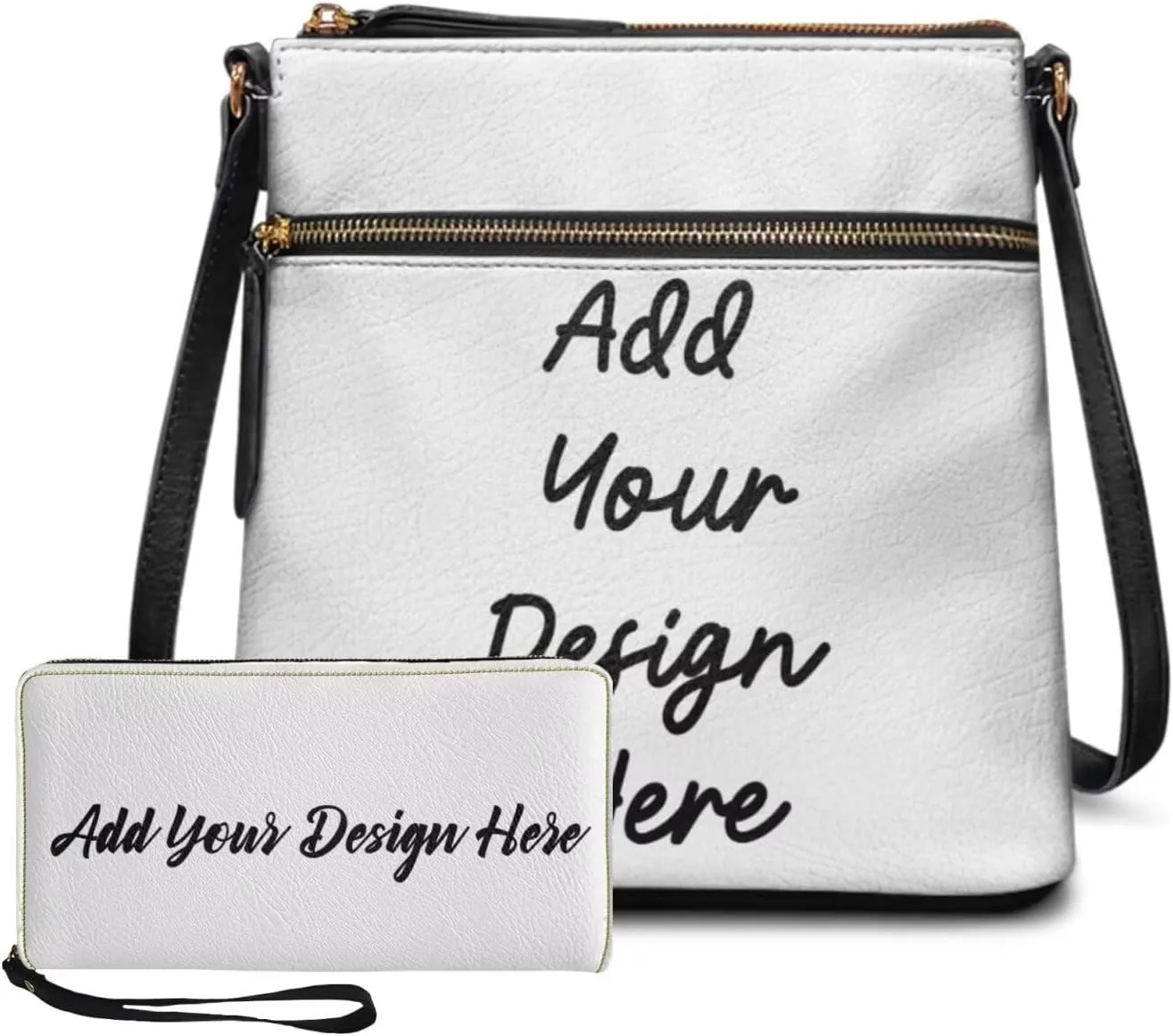 GIFTPUZZ Crossbody and Wallet Set for Women Purse Shoulder Bag Leather Handbags 2 Pack Valentine's Day Gifts for Her