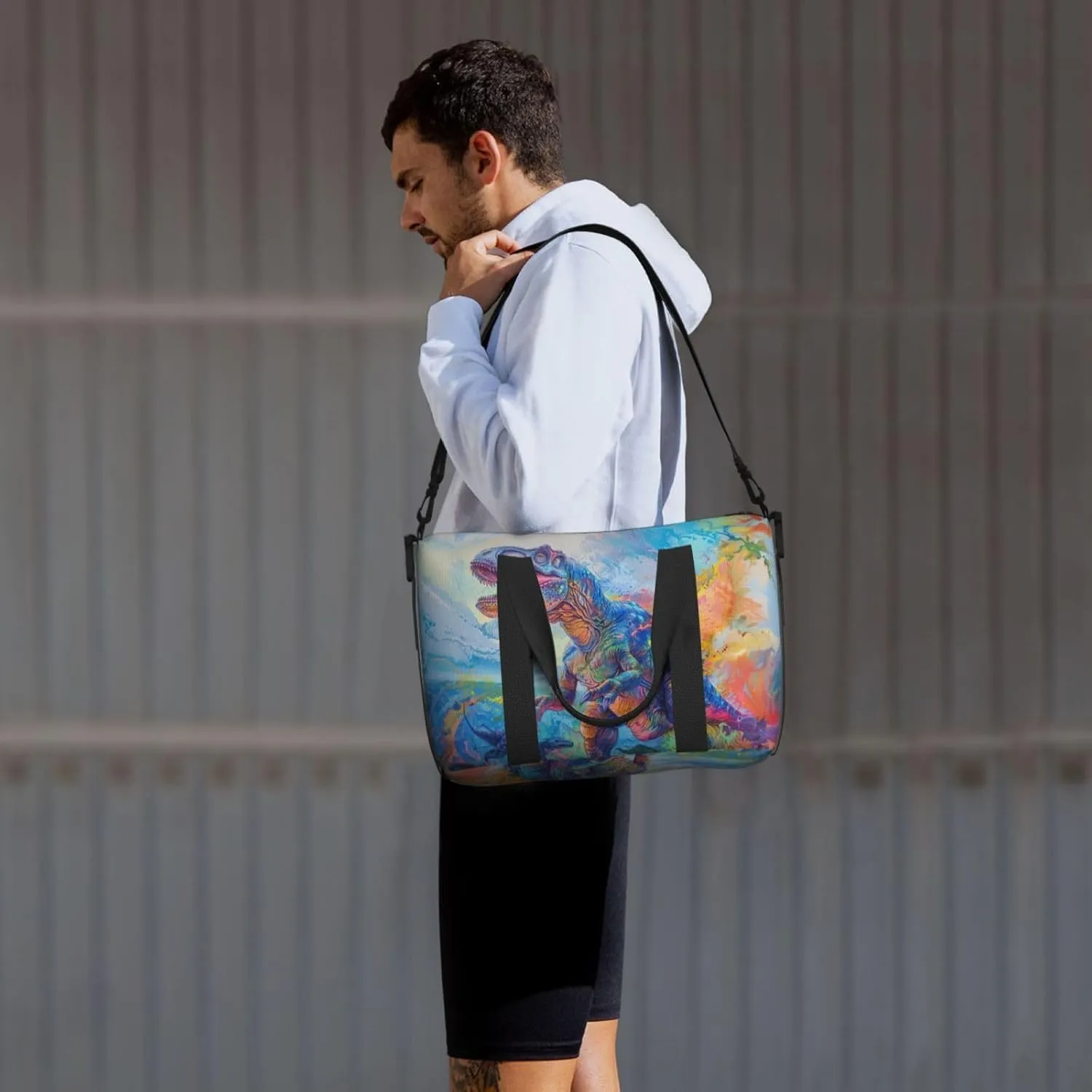 Giganotosau print Travel Duffel Bag, Sports Tote Gym Bag, Swim Pool Bag Large Shoulder Tote Bag for Beach Weekender, 202-406-121