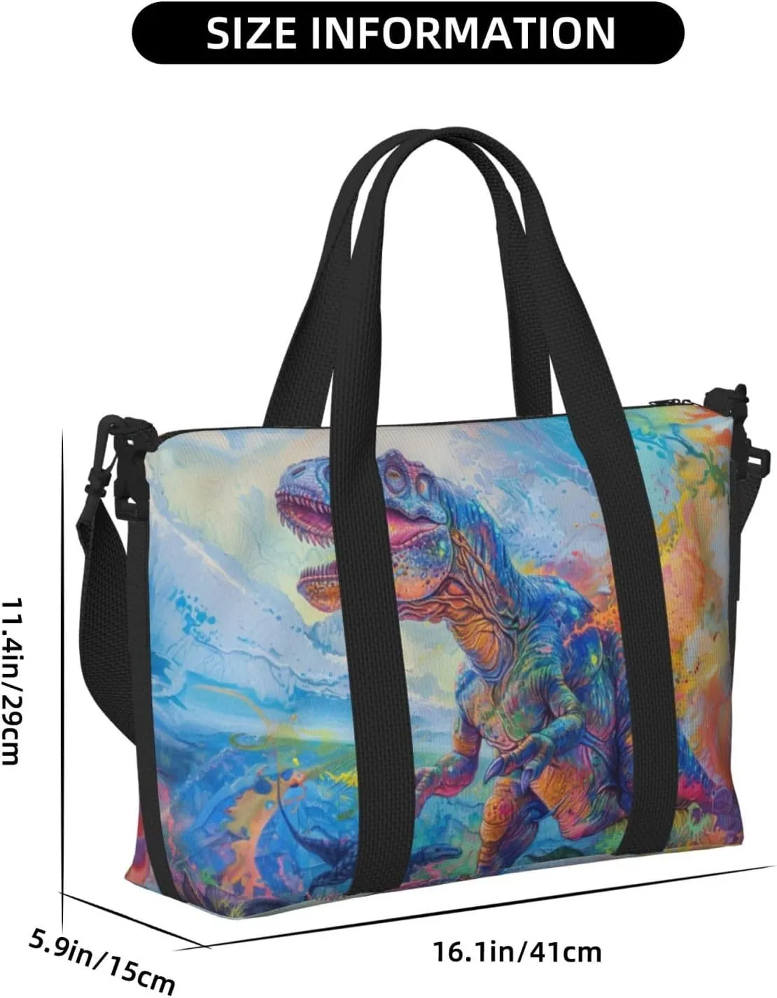 Giganotosau print Travel Duffel Bag, Sports Tote Gym Bag, Swim Pool Bag Large Shoulder Tote Bag for Beach Weekender, 202-406-121