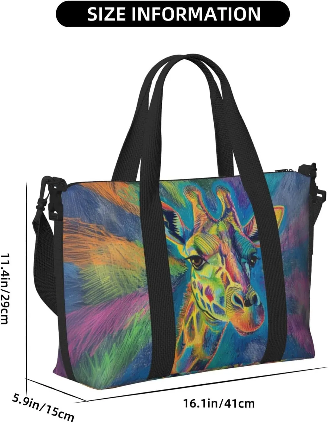 giraffe print Travel Duffel Bag, Sports Tote Gym Bag, Swim Pool Bag Large Shoulder Tote Bag for Beach Weekender