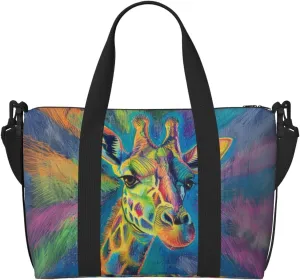 giraffe print Travel Duffel Bag, Sports Tote Gym Bag, Swim Pool Bag Large Shoulder Tote Bag for Beach Weekender