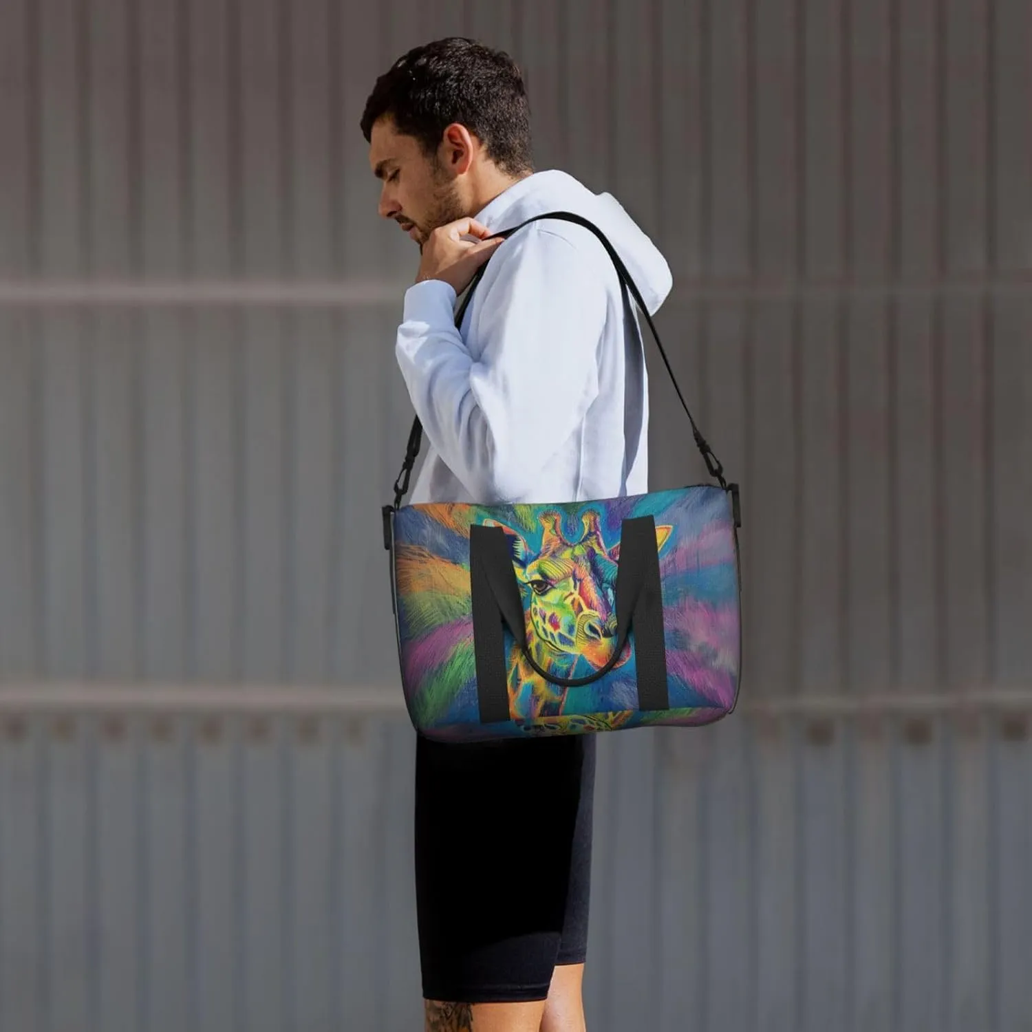 giraffe print Travel Duffel Bag, Sports Tote Gym Bag, Swim Pool Bag Large Shoulder Tote Bag for Beach Weekender