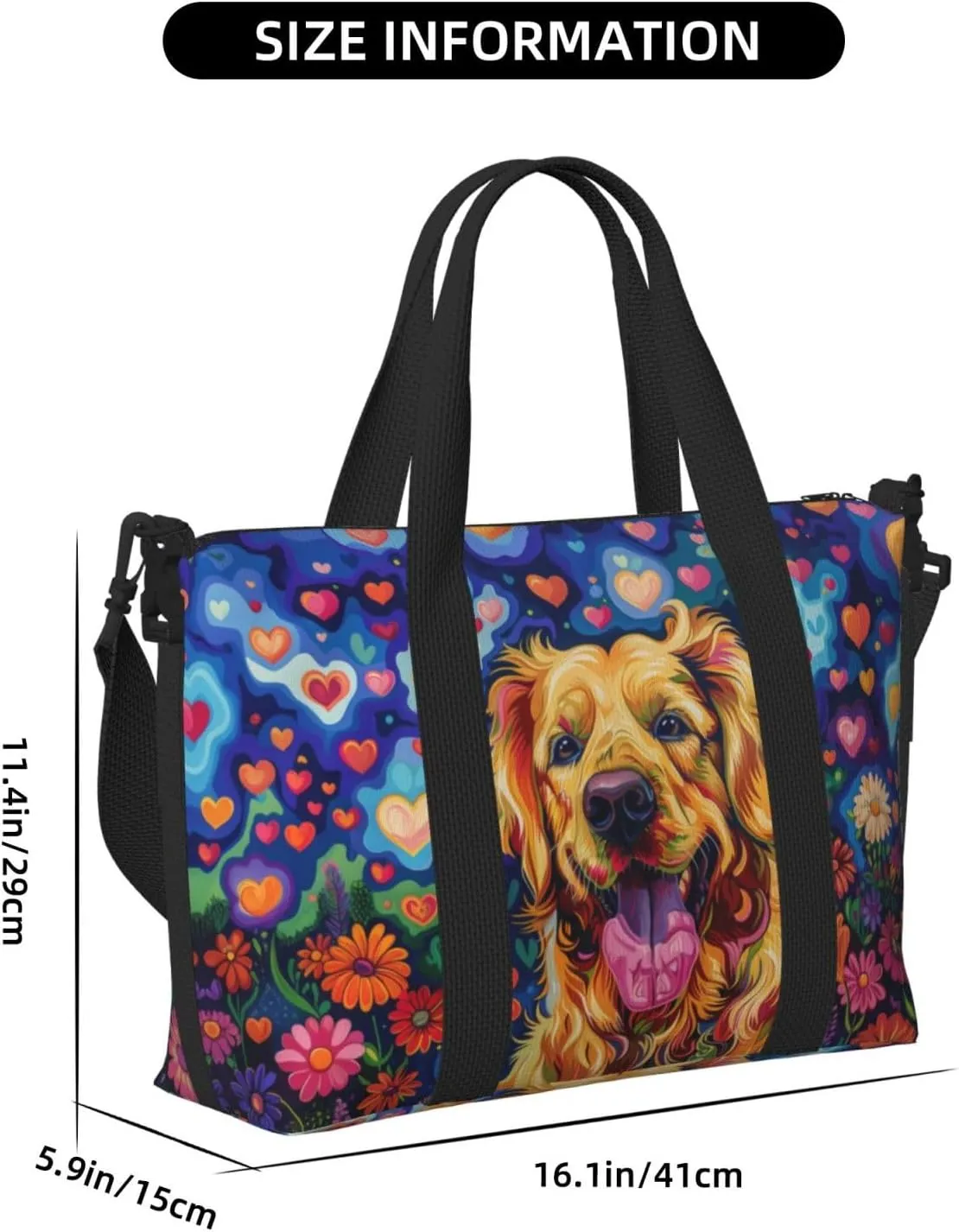 Golden Retriever print Travel Duffel Bag, Sports Tote Gym Bag, Swim Pool Bag Large Shoulder Tote Bag for Beach Weekender, 202-406-121