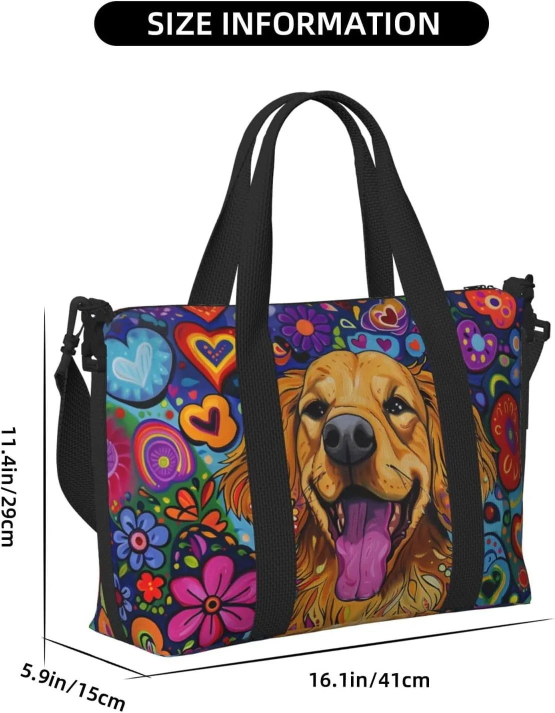 Golden Retriever print Travel Duffel Bag, Sports Tote Gym Bag, Swim Pool Bag Large Shoulder Tote Bag for Beach Weekender, 202-406-121