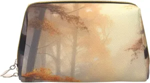Gossamer Glow Print Small Leather Makeup Bag for Women, Travel Cosmetic Bag with Zipper, Toiletries, Purse, Gift
