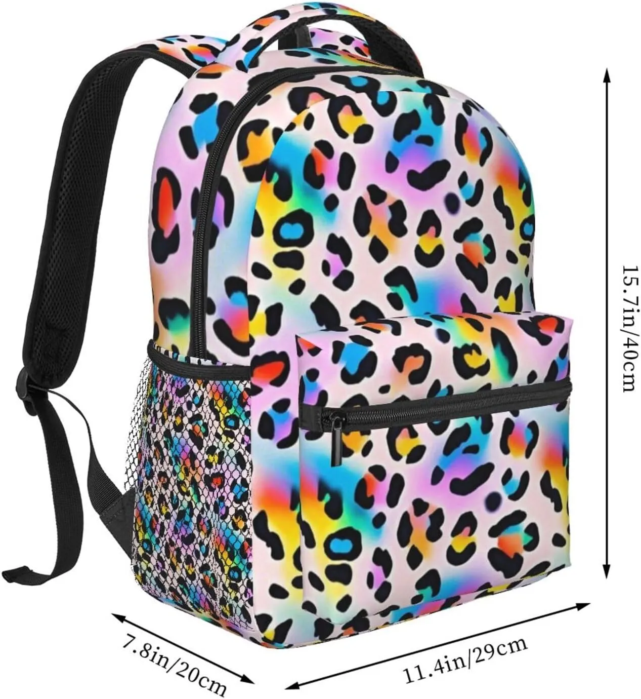Gradient Rainbow Leopard Adult Backpacks 15 Inch Laptop Backpack Double Shoulder Bag for Work Travel Gifts
