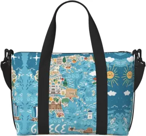 Greece Map Print Versatile Gym Sports Bag,Companion For Your Journeys And Fitness Routines