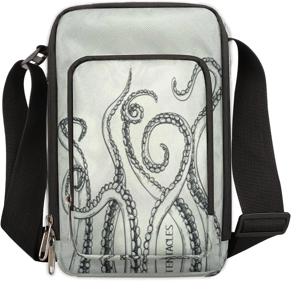 Grey Octopus Cross Body Bags Trendy Cross Body Cell Phone Purse Wallet Shoulder Bag Small Travel Crossbody Bag with Adjustable Strap for Women and Men