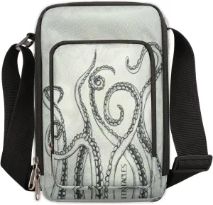 Grey Octopus Cross Body Bags Trendy Cross Body Cell Phone Purse Wallet Shoulder Bag Small Travel Crossbody Bag with Adjustable Strap for Women and Men