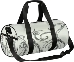 Grey Octopus Gym Bag Small Gym Duffel Bags for Men Women Overnight Weekender Bag Lightweight Sport Duffle Bag Carry On Gymbag