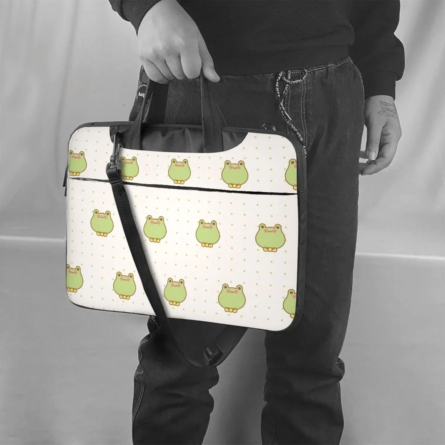 Greyhound Black Pet Dog Laptop Shoulder Bag ​for Men Women, Computer Carrying Case Messenger Bag with Strap