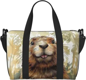 groundhog print Travel Duffel Bag, Sports Tote Gym Bag, Swim Pool Bag Large Shoulder Tote Bag for Beach Weekender