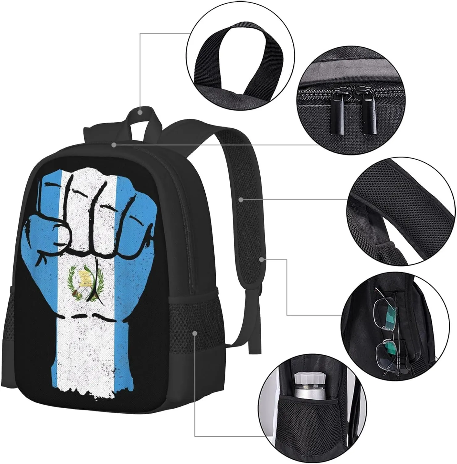 Guatemala Strong Guatemalan Flag Travel Backpack Casual Backpacks 15 Inch Laptop Back Pack Lightweight Rucksack Outdoor Sport Daypack Large Bags for Working Camping Hiking