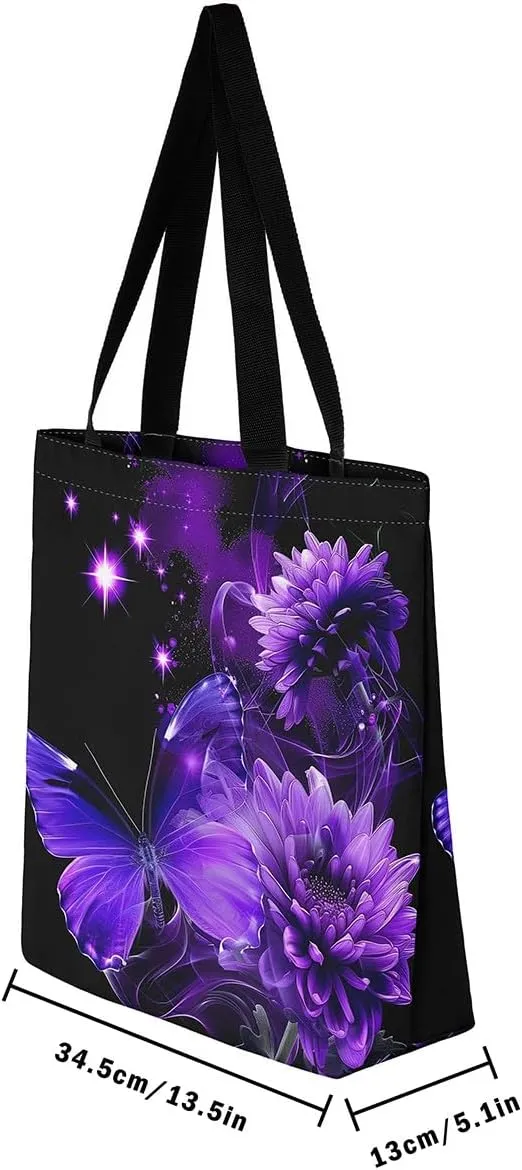 Guitar Canvas Tote Bag for Women,Music Stringed Instruments Large Capacity Gym Bag Flaming Grocery Shoulder Bag