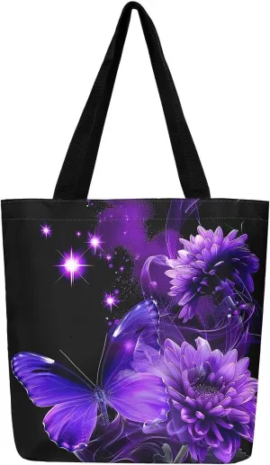 Guitar Canvas Tote Bag for Women,Music Stringed Instruments Large Capacity Gym Bag Flaming Grocery Shoulder Bag