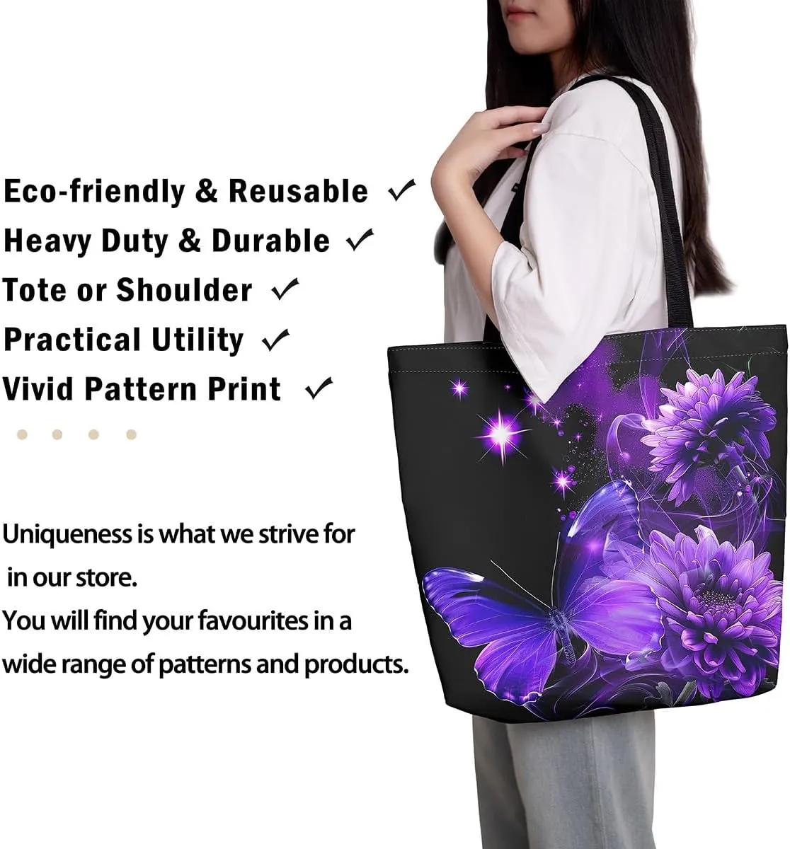 Guitar Canvas Tote Bag for Women,Music Stringed Instruments Large Capacity Gym Bag Flaming Grocery Shoulder Bag