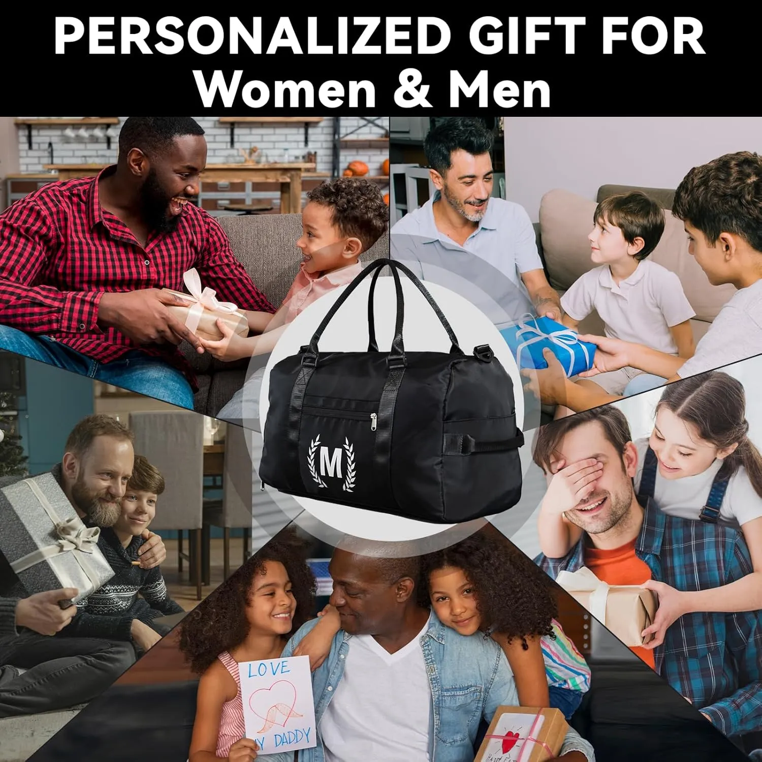 Gym and Travel Duffle Bag, Multi-colored, T, Nylon, Water Resistant, 13x16x11 inches, 4 Compartments, Zipper Closure, Web Handle, Adjustable Strap, Perfect for Gym, Travel, Gift
