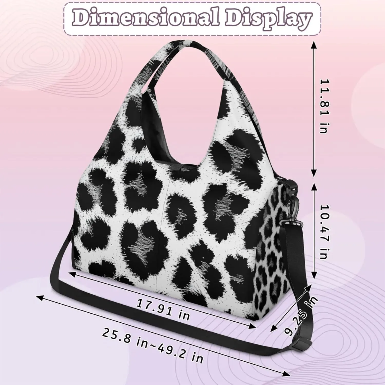 Gym Bag for Women Animal Leopards Print Duffel Bag with Shoe Compartment and Yoga Mat Holder Portable Weekender Bags Travel Tote Bags