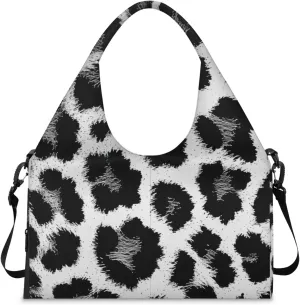 Gym Bag for Women Animal Leopards Print Duffel Bag with Shoe Compartment and Yoga Mat Holder Portable Weekender Bags Travel Tote Bags