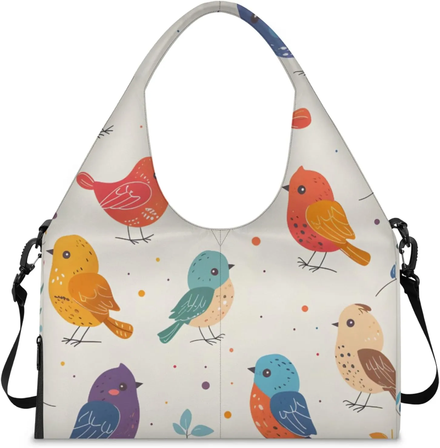 Gym Bag for Women Colorful Birds Duffel Bag with Shoe Compartment and Yoga Mat Holder Portable Weekender Bags Travel Tote Bags