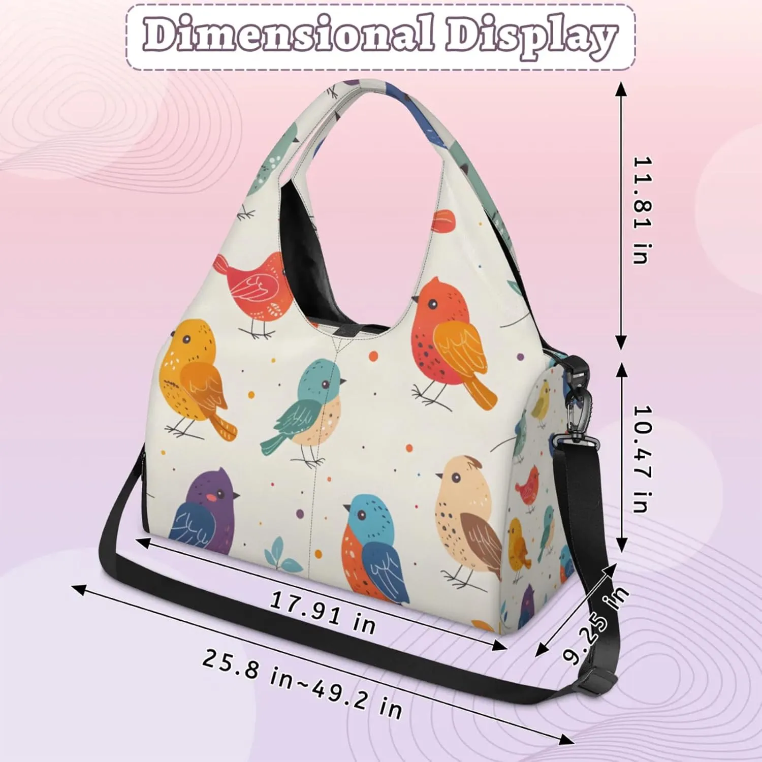 Gym Bag for Women Colorful Birds Duffel Bag with Shoe Compartment and Yoga Mat Holder Portable Weekender Bags Travel Tote Bags