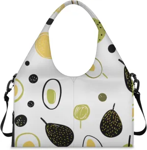 Gym Bag for Women Cute Avocado Duffel Bag with Shoe Compartment and Yoga Mat Holder Portable Weekender Bags Travel Tote Bags