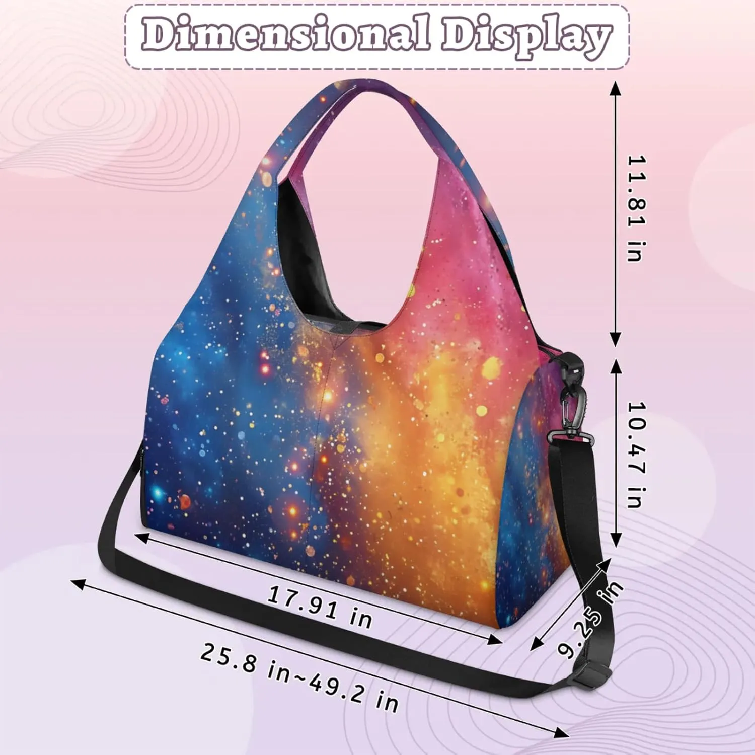 Gym Bag for Women Galaxy Stars Duffel Bag with Shoe Compartment and Yoga Mat Holder Portable Weekender Bags Travel Tote Bags