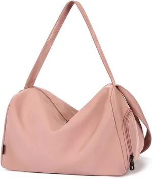 Gym Bag for Women, Pink Black Travel Duffel Bags, Waterproof Weekender Overnight Bag, Sports Bags with Shoe Compartment