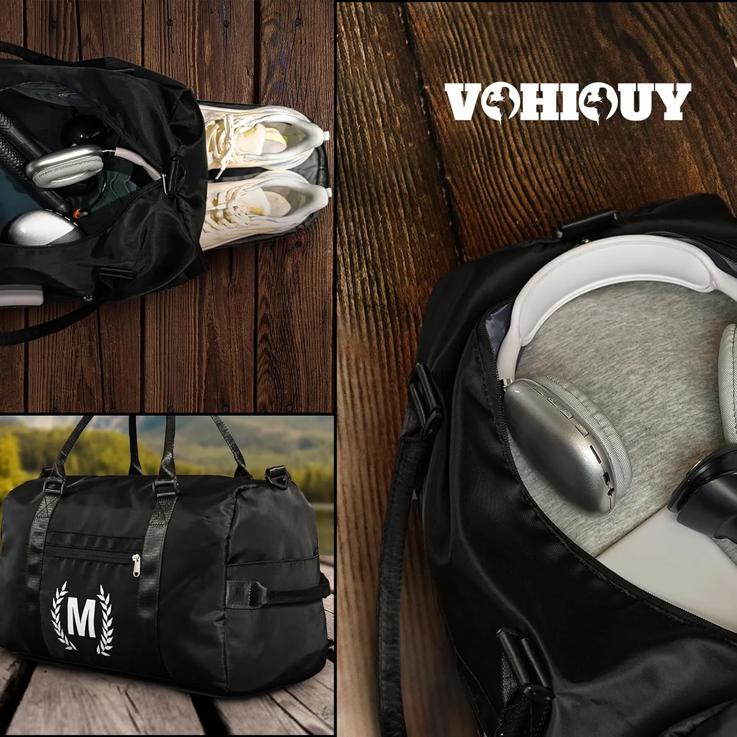 Gym Bag with Shoe Compartment - Personalized Monogrammed Duffle for Sports, Travel, and Workout with Initials