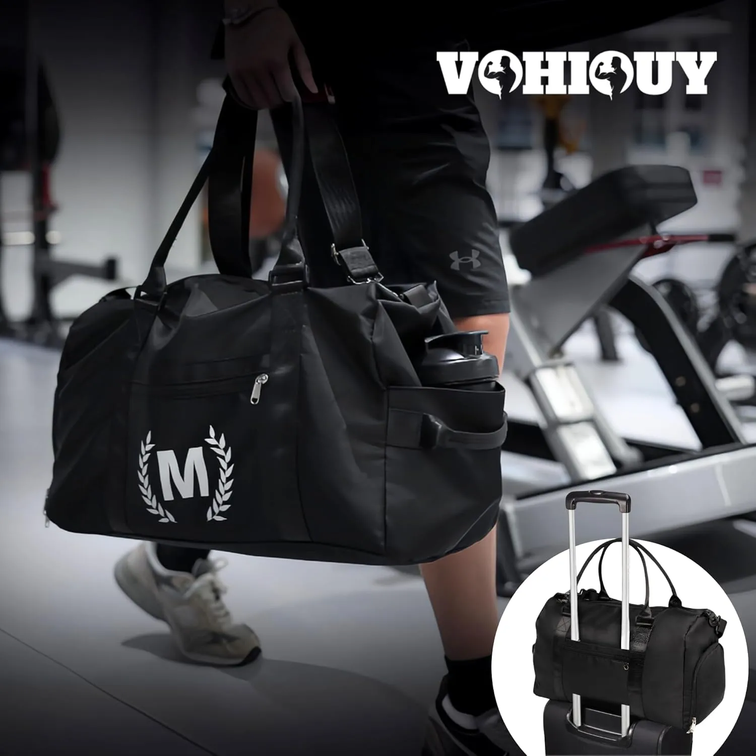 Gym Bag with Shoe Compartment - Personalized Monogrammed Duffle for Sports, Travel, and Workout with Initials