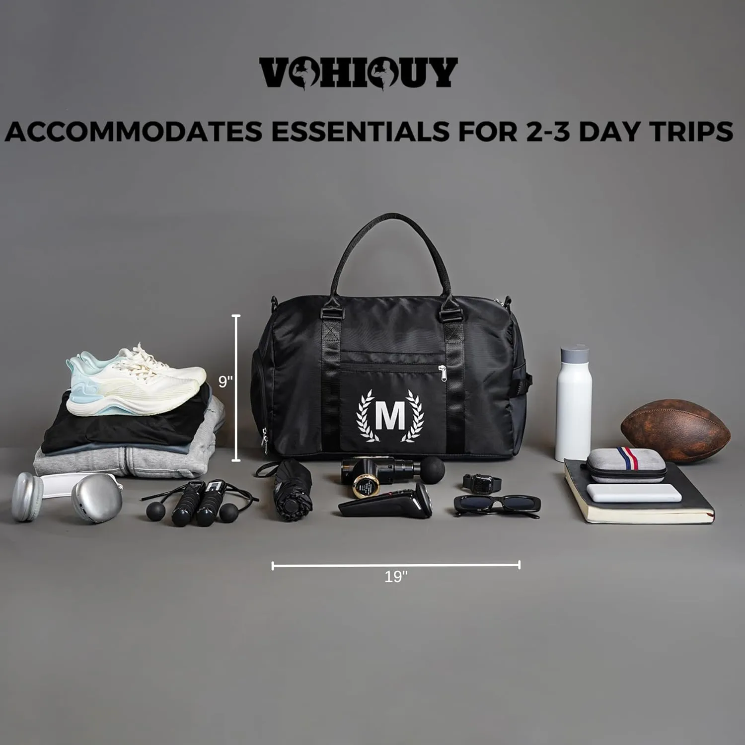 Gym Bag with Shoe Compartment - Personalized Monogrammed Duffle for Sports, Travel, and Workout with Initials